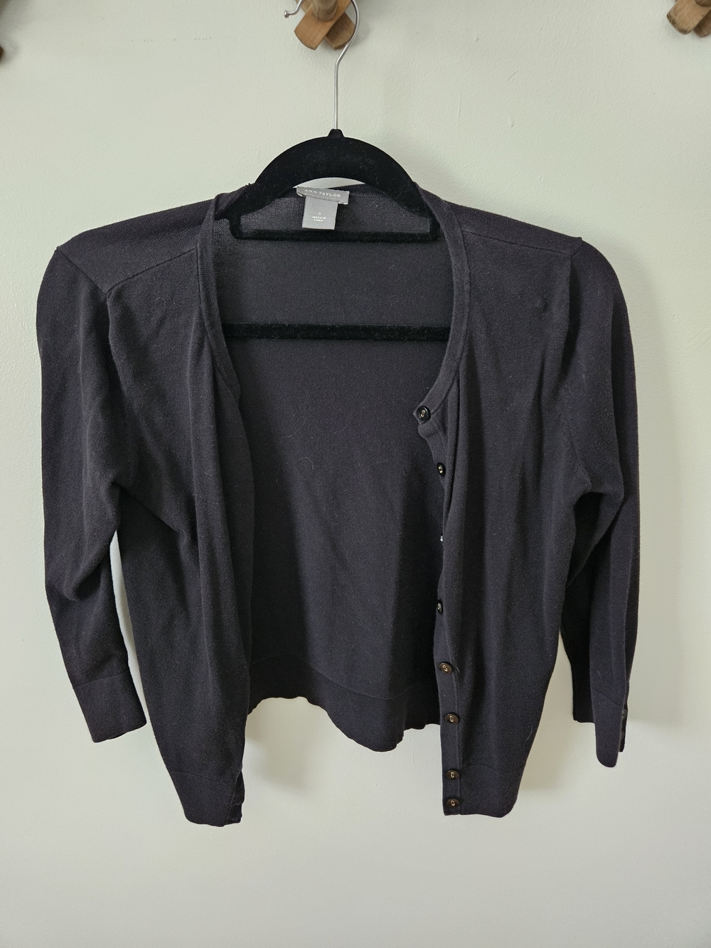 Ann Taylor Black Button-Front Cardigan